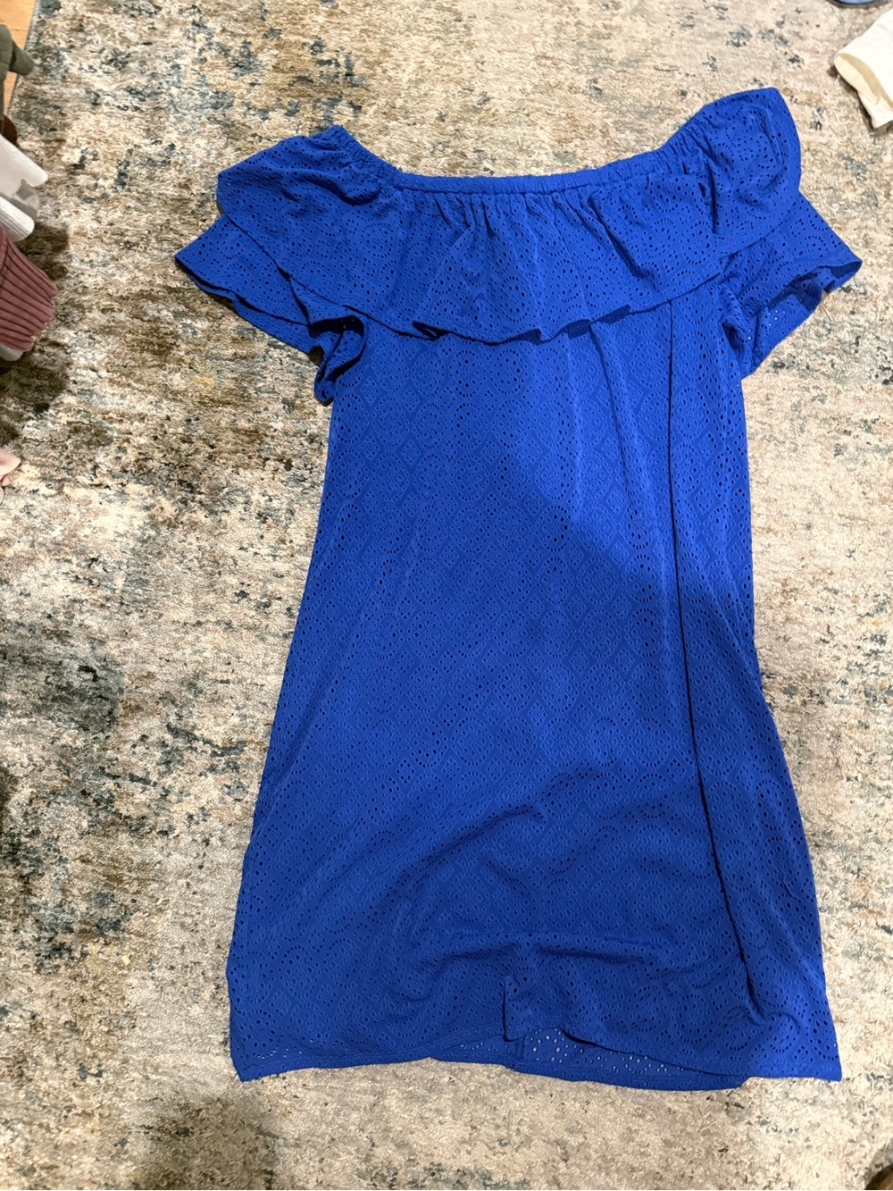 Old Navy Royal Blue Off-Shoulder Eyelet Tunic - Picture 1 of 2